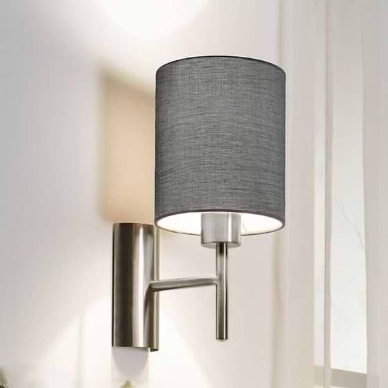 Eglo Pasteri Satin Nickel & Grey E27 Wall Light