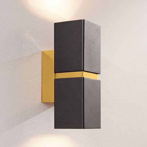 Eglo Passa Small Black Gold GU10 Up Down Wall Light