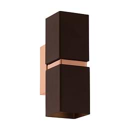 Eglo PASSA Brown & Copper Double Cube GU10 Wall Light 2x3W