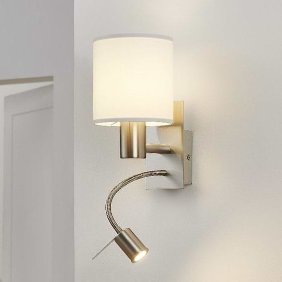 Eglo Pasteri Satin Nickel & White E27 Wall Light 3000K