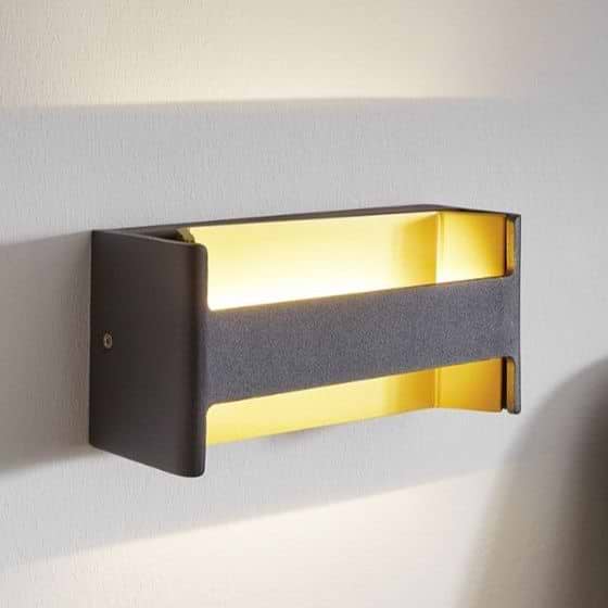 Eglo FELONICHE Matte Black & Gold Box Up Down Wall Light