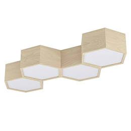 Eglo MIRLAS Wooden Hexagon 4 Lamp Ceiling Light