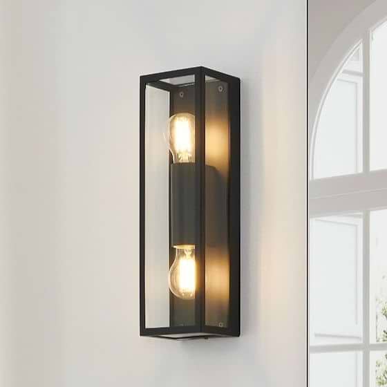 Eglo Amezola Double Black E27 Wall Light IP44