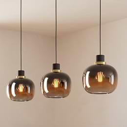 Eglo Oilella Triple Black Brown Brass E27 Pendant Light