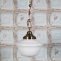 Soho Lighting Frith Brass Opaque Retro Glass Schoolhouse Stairwell Pendant Light