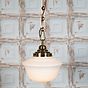 Soho Lighting Frith Brass Opaque Retro Glass Schoolhouse Stairwell Pendant Light