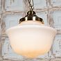 Soho Lighting Frith Brass Opaque Retro Glass Schoolhouse Stairwell Pendant Light