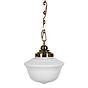 Soho Lighting Frith Brass Opaque Retro Glass Schoolhouse Stairwell Pendant Light