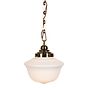 Soho Lighting Frith Brass Opaque Retro Glass Schoolhouse Stairwell Pendant Light