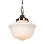 Soho Lighting Frith Brass Opaque Retro Glass Schoolhouse Stairwell Pendant Light