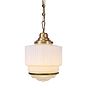 Soho Lighting The Dean Art Deco Aged Lacquered Brass Opal Schoolhouse Kitchen island Pendant Light