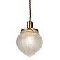 Soho Lighting Hollen Acorn Lacquered Antique Brass Prismatic Glass Arts and Crafts Style Pendant Light