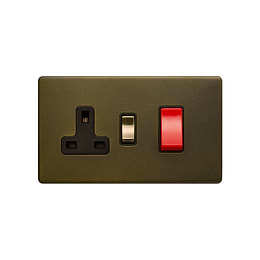 Soho Lighting Bronze 45A Cooker Control Unit Black Inserts Screwless