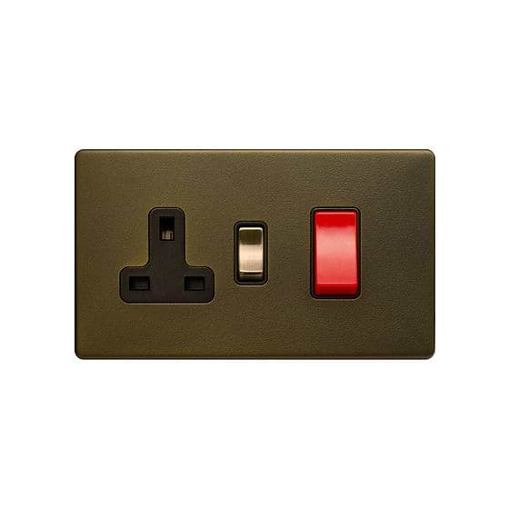 Soho Lighting Bronze 45A Cooker Control Unit Black Inserts Screwless