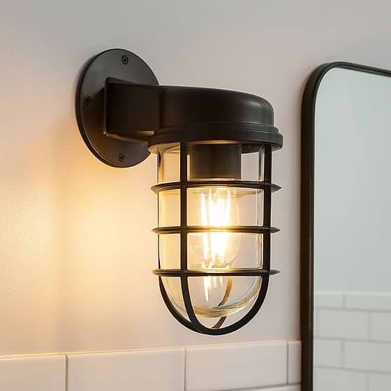 Broadwick Matt Black IP44 Rated Nautical Bathroom Bulkhead Wall Light - Soho Lighting