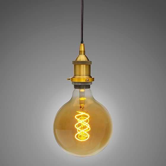 Soho Lighting Antique Gold Decorative Bulb Holder with Black Round Cable