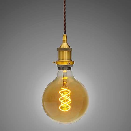 Soho Lighting Antique Gold Decorative Bulb Holder with Brown Twisted Cable