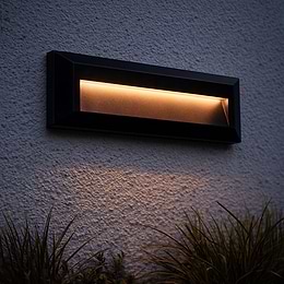 Saxby Severus Landscape Indirect IP65 2W Warm White Matt Black Outdoor Wall Light