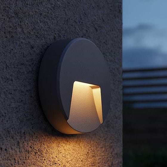 Saxby Severus Grey CCT round indirect IP65 2.8W Exterior Wall Light