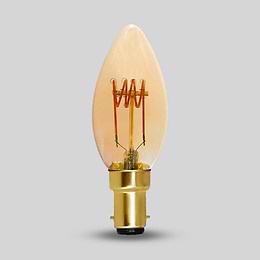 Soho Lighting B15 Amber Candle C35 LED Light Bulb 3W 1800K CRI>95 T-Spiral Filament Dimmable