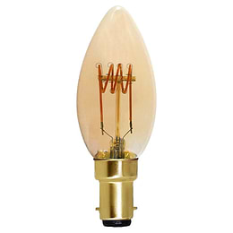 Soho Lighting B15 Amber Candle C35 LED Light Bulb 3W 1800K CRI>95 T-Spiral Filament Dimmable