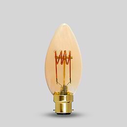 Soho Lighting B22 Amber Candle C35 LED Light Bulb 3W 1800K CRI>95 T-Spiral Filament Dimmable