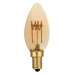 Soho Lighting E14 Amber Candle C35 LED Light Bulb 3W 1800K CRI>95 T-Spiral Filament Dimmable