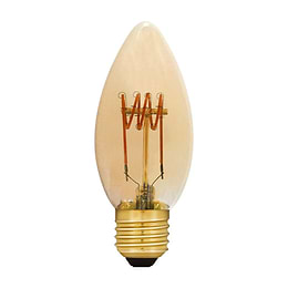 Soho Lighting E27 Amber Candle C35 LED Light Bulb 3W 1800K CRI>95 T-Spiral Filament Dimmable