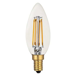 Soho Lighting E14 Clear Candle C35 LED Light Bulb 4.2W 2700K CRI>93 Straight Filament Dimmable