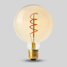 Soho Lighting E27 Amber Globe G125 LED Light Bulb 4W 1800K CRI>95 Spiral Filament Dimmable