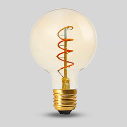 Soho Lighting E27 Amber Globe G95 LED Light Bulb 4W 1800K CRI>95 Spiral Filament Dimmable