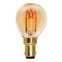 Soho Lighting B15 Amber Golfball P45 LED Light Bulb 3W 1800K CRI>95 T-Spiral Filament Dimmable