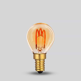 Soho Lighting E14 Amber Golfball P45 LED Light Bulb 3W 1800K CRI>95 T-Spiral Filament Dimmable