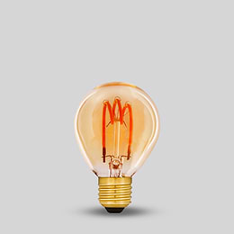 Soho Lighting E27 Amber Golfball G45 LED Light Bulb 3W 1800K CRI>95 T-Spiral Filament Dimmable