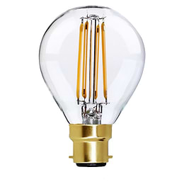 Soho Lighting B22 Clear Golfball G45 LED Light Bulb 4.2W 2700K CRI>93 Straight Filament Dimmable