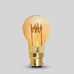 Soho Lighting B22 Amber GLS A60 LED Light Bulb 4W 1800K CRI>95 T-Spiral Filament Dimmable