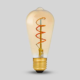 Soho Lighting E27 Amber Teardrop ST64 LED Light Bulb 4W 1800K CRI>95 Spiral Filament Dimmable