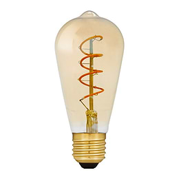 Soho Lighting E27 Amber Teardrop ST64 LED Light Bulb 4W 1800K CRI>95 Spiral Filament Dimmable