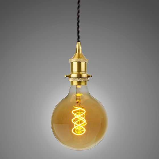 Soho Lighting Polished Brass Decorative Bulb Holder with Black Twisted Cable