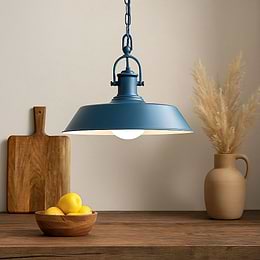Brewer Industrial Breakfast Bar Pendant Light Aston Blue - Soho Lighting