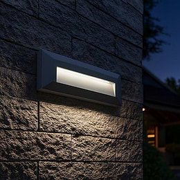 Saxby Severus Grey landscape indirect IP65 2W warm white Exterior Wall Light