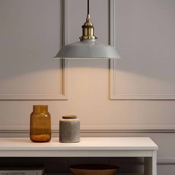 French Grey Small Trinity Metal Painted Pendant Light