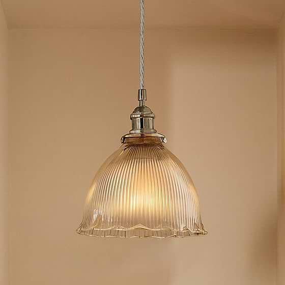 Soho Lighting D'Arblay Nickel Scalloped Prismatic Glass Dome French Style Stairwell Pendant Light