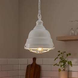 Ganton Vintage Cage Pendant Light Clay White