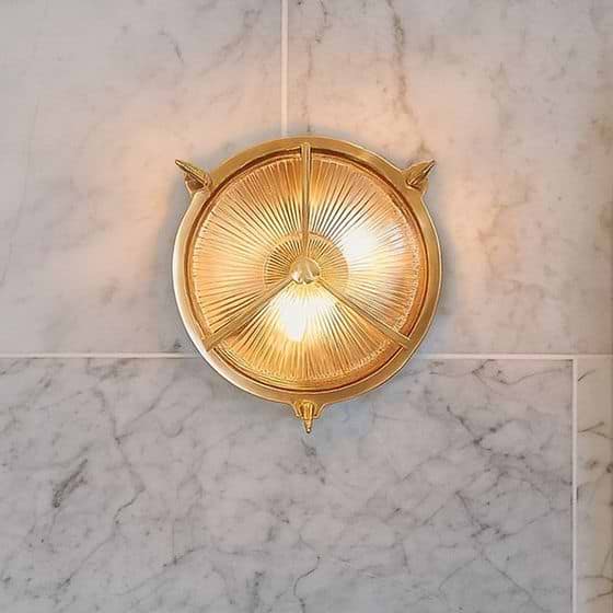 Soho Lighting Carlisle Trine IP65 Outdoor & Bathroom Polished Solid Brass Prismatic Glass Wall Light