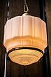 Soho Lighting The Dean Art Deco Aged Lacquered Brass Opal Schoolhouse Kitchen island Pendant Light