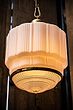 Soho Lighting The Dean Art Deco Aged Lacquered Brass Opal Schoolhouse Kitchen island Pendant Light