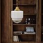 Soho Lighting The Dean Art Deco Polished Brass Opal Schoolhouse Kitchen island Pendant Light