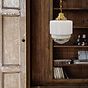 Soho Lighting The Dean Art Deco Polished Brass Opal Schoolhouse Kitchen island Pendant Light