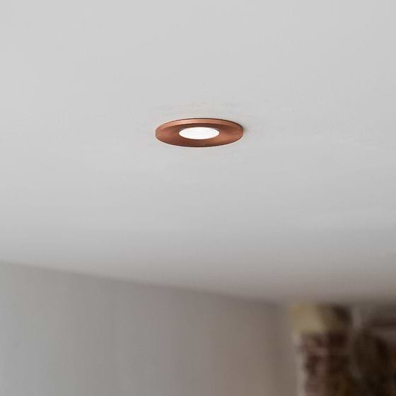 Soho Lighting Satin Rose Gold LED Downlights, Fire Rated, Fixed, IP65, CCT Switch, High CRI, Dimmable